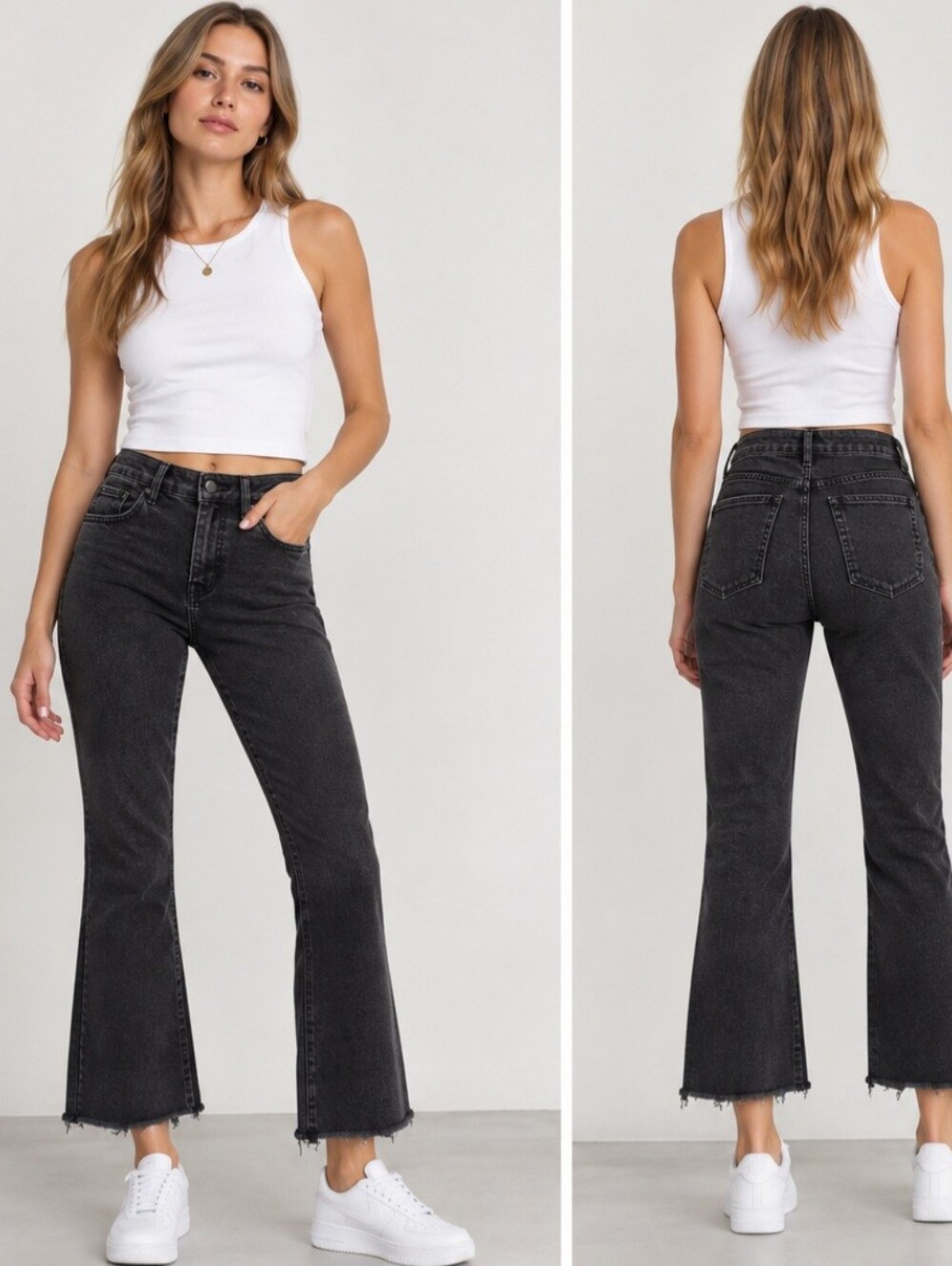Black Slightly Flair Jeans. M/L. Strechable. Comfortable. Cute.